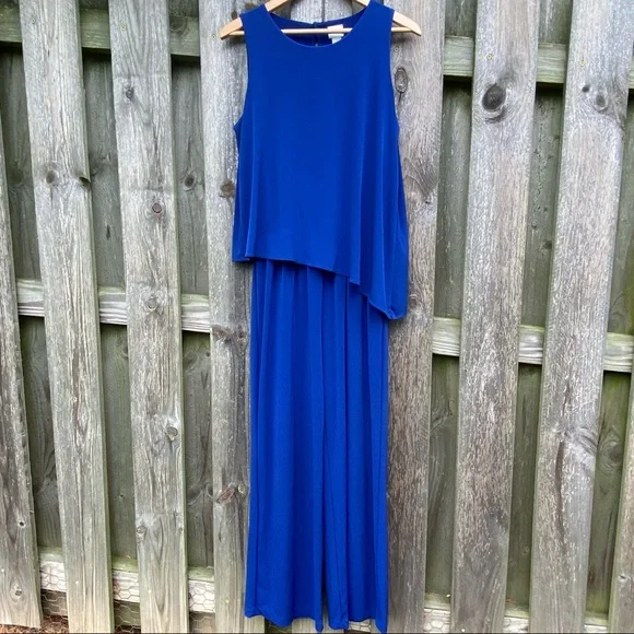 Chicos Royal blue Jumpsuit 1 piece pantsuit Elastic waist Zip back Jumper - Picture 1 of 11